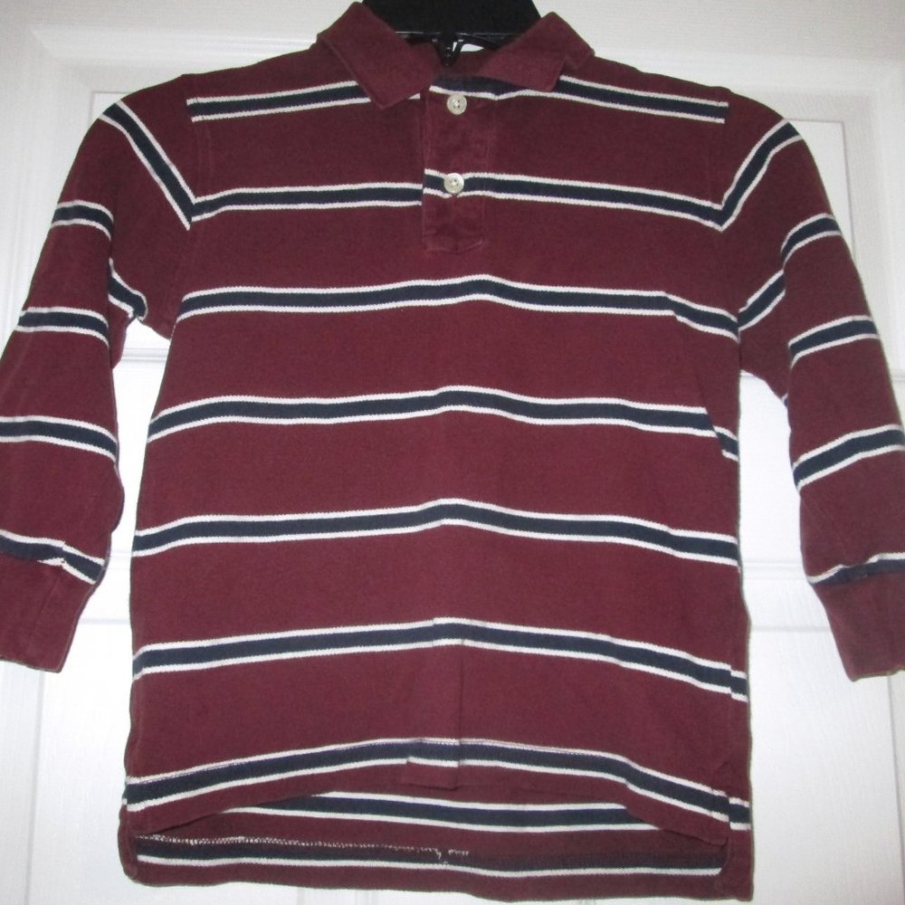 Gap Red White Blue Striped L/S Polo Top Boys XS